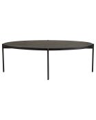 Table basse ovale effet pierre motifs Basile noir/doré - 131x65x40 cm