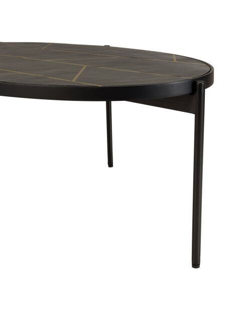 Table basse ovale effet pierre motifs Basile noir/doré - 131x65x40 cm