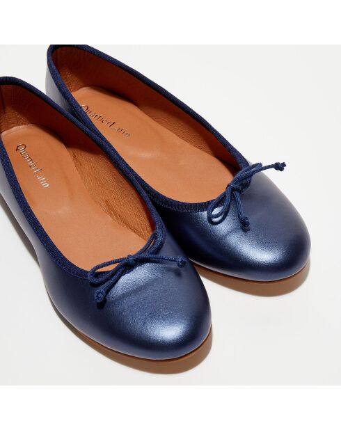 Ballerines en Cuir Jeanne bleu marine