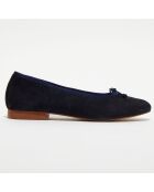 Ballerines en Velours de Cuir Jeanne bleu marine