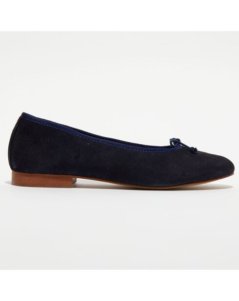 Ballerines en Velours de Cuir Jeanne bleu marine