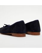 Ballerines en Velours de Cuir Jeanne bleu marine