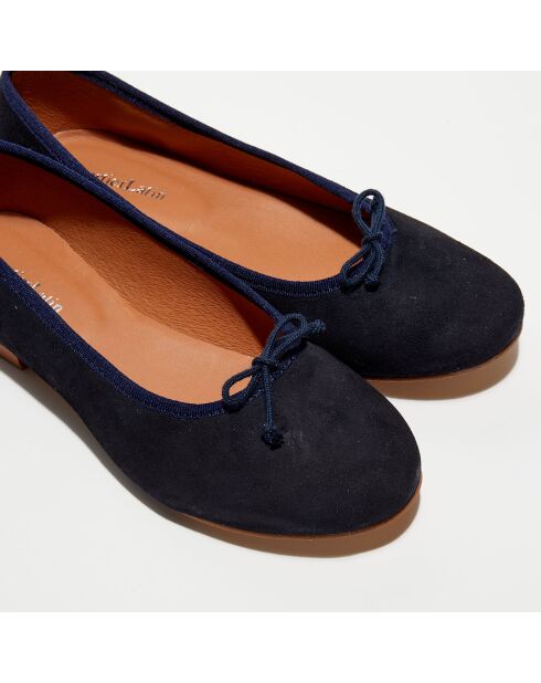 Ballerines en Velours de Cuir Jeanne bleu marine