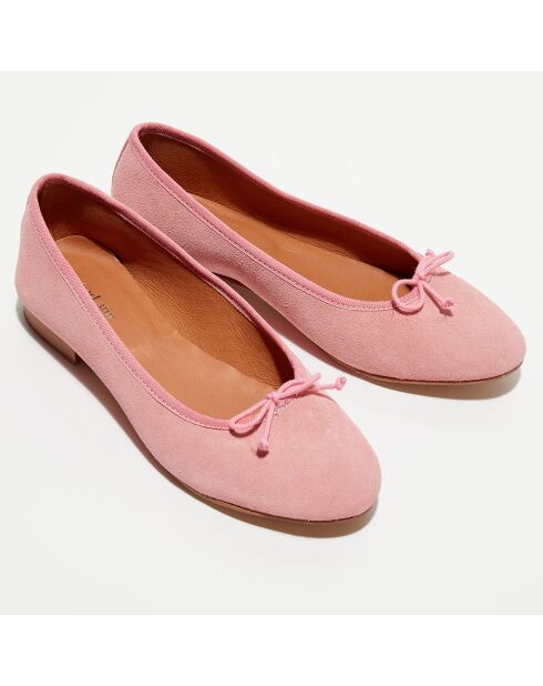 Ballerines en Velours de Cuir Jeanne roses