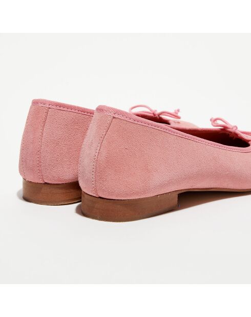 Ballerines en Velours de Cuir Jeanne roses