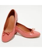 Ballerines trotteurs en Cuir verni Diane roses - Talon 4 cm