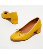 Ballerines trotteurs en Cuir Diane jaune moutarde - Talon 4 cm