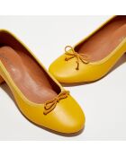 Ballerines trotteurs en Cuir Diane jaune moutarde - Talon 4 cm