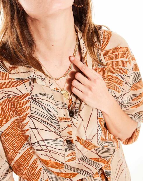 Amelie okerkleurige hemdjurk