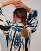 Chemise col mao Priyanka bleue
