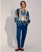 Chemise col mao Priyanka bleue