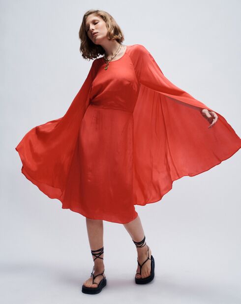 Kurzes Cape-Kleid Sorella in Korallenrot