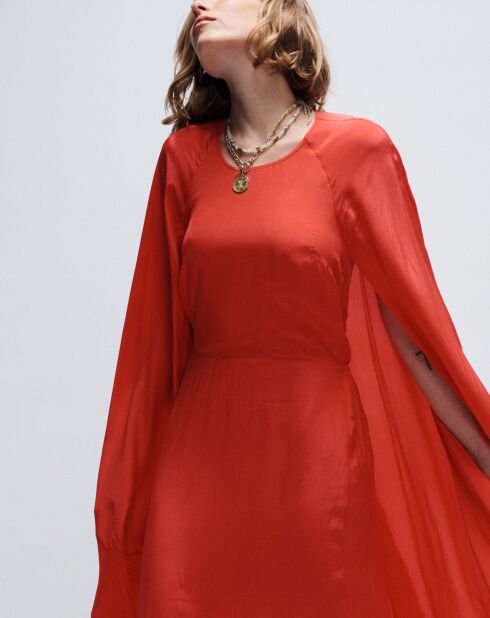 Kurzes Cape-Kleid Sorella in Korallenrot