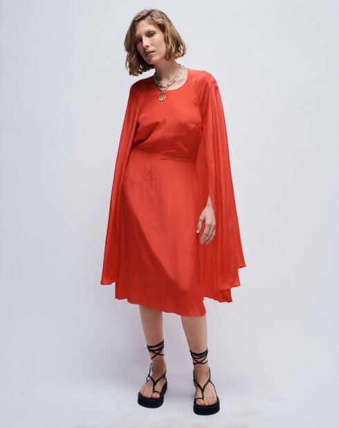 Kurzes Cape-Kleid Sorella in Korallenrot