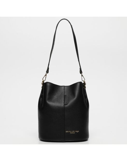 Sac porte épaule en Cuir Bruna noir - 26.5x23x16 cm