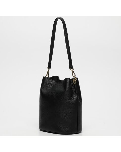 Sac porte épaule en Cuir Bruna noir - 26.5x23x16 cm