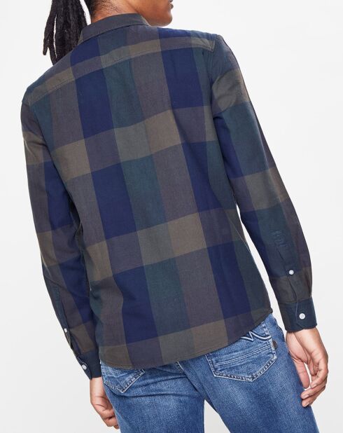 Penn Carr normales kariertes Hemd in Marineblau/Khaki