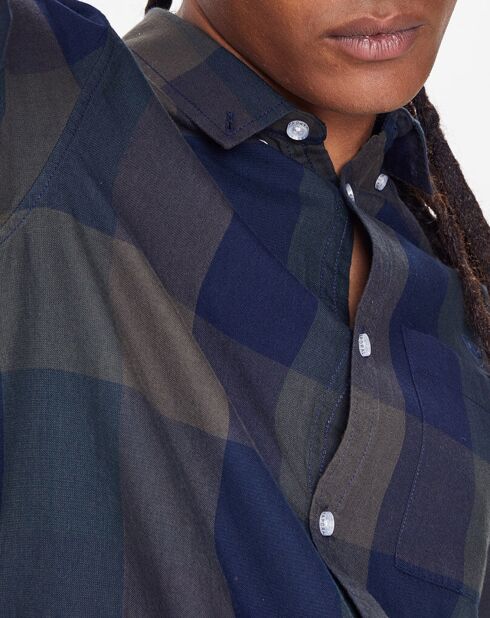 Penn Carr normales kariertes Hemd in Marineblau/Khaki