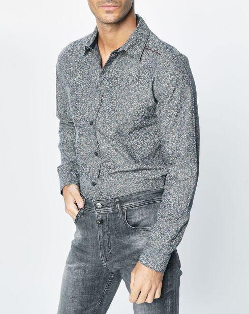 Porto regular shirt met marineblauwe fantasieprint