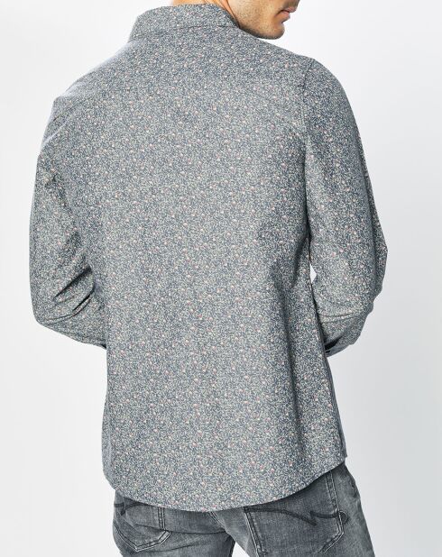 Porto regular shirt met marineblauwe fantasieprint