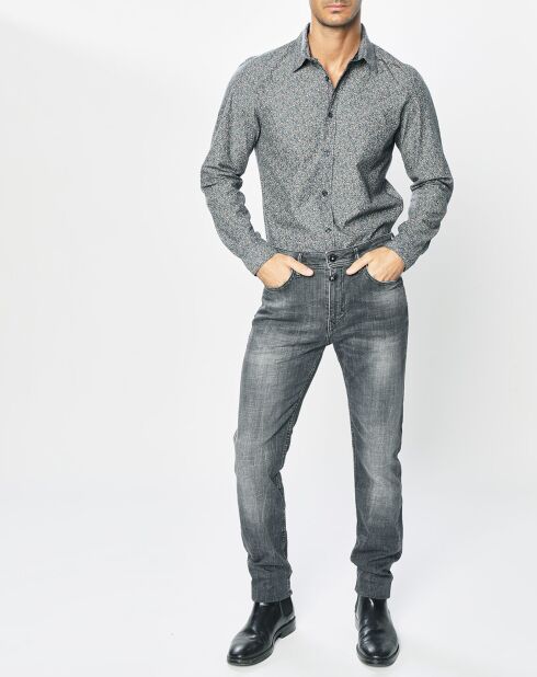 Porto regular shirt met marineblauwe fantasieprint