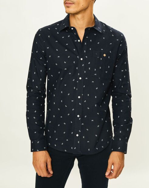 Marineblauw fietsshirt met Onca-print