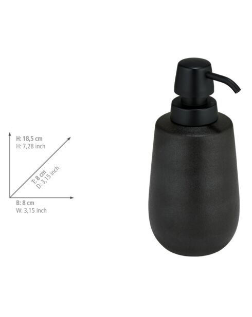 Distributeur de savon Nerno noir - 8x18.5x8 cm