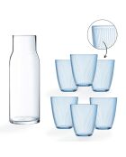 Ensemble carafe Funambule et 6 verres Stripy transparent/bleu - 1L/31cl