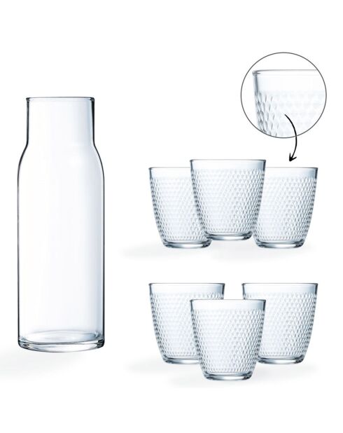 Carafe Funambule & 6 verres concepto pampille transparents - 1L/25cl