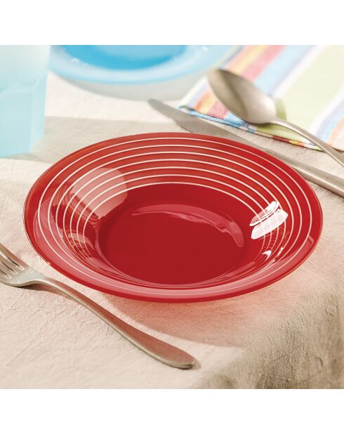 6 Assiettes creuses Factory rouges - D.21.5 cm
