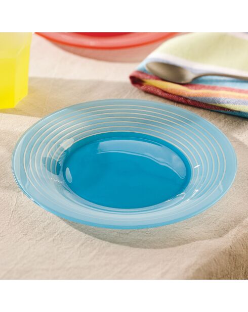 6 Assiettes dessert Factory bleues - D.20 cm