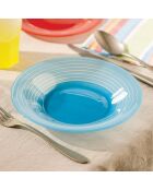 6 Assiettes creuses Factory bleues - D.21.5 cm