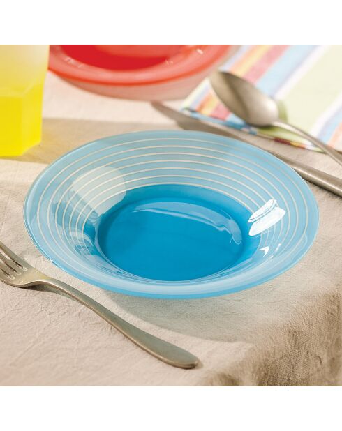 6 Assiettes creuses Factory bleues - D.21.5 cm