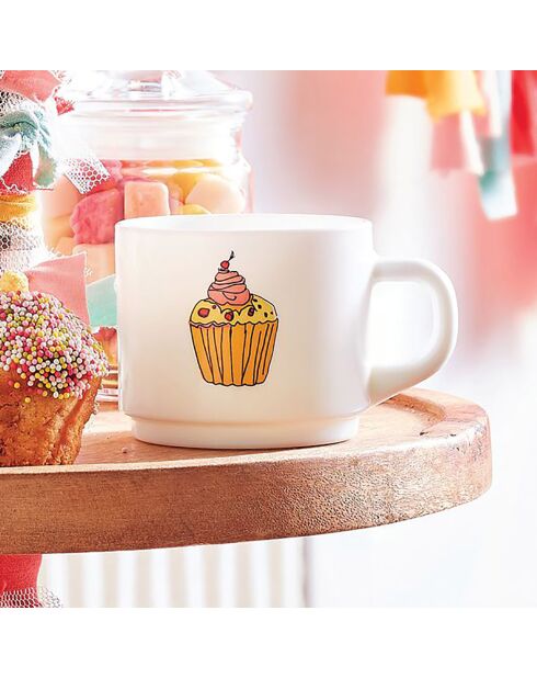 6 Tasses Cupcake Pop Gourmandise blanches - 22cl
