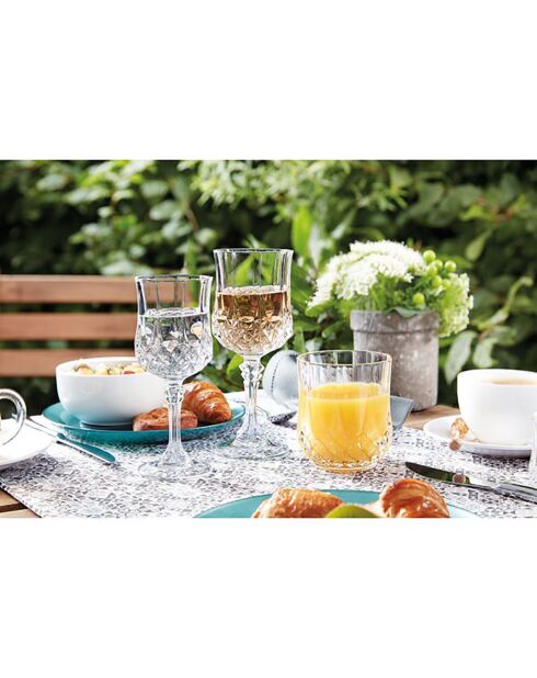 4 transparante Longchamp-glazen met steel - 17cl