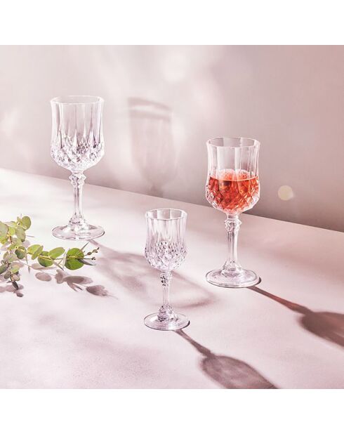 4 Verres à pied Longchamp transparents - 25cl