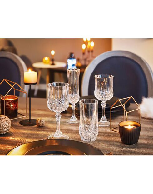 4 Flûtes à champagne Longchamp transparentes - 14cl