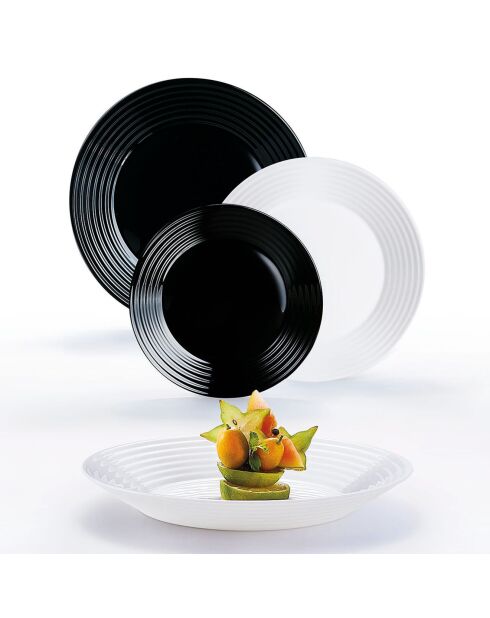 Service de table Harena noir/blanc - 18 pièces