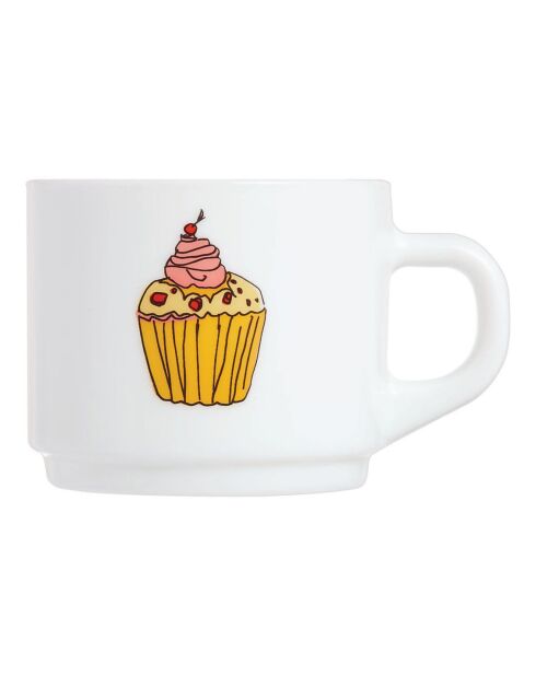 6 Tasses Cupcake Pop Gourmandise blanches - 22cl