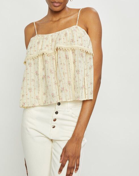 Top Hector beige chiaro con stampa