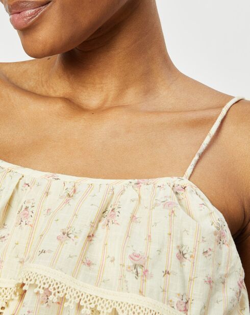 Top Hector beige chiaro con stampa