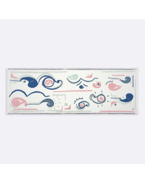 Étole 100% Coton bio Arabesque aqua - 75x190 cm