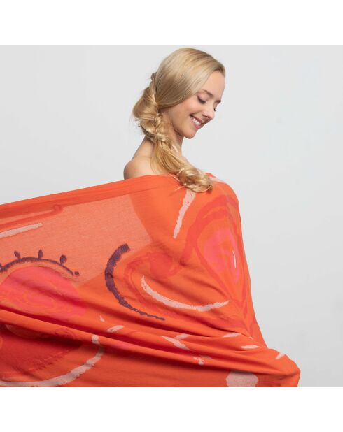 Étole 100% Coton bio Lea orange - 100x200 cm