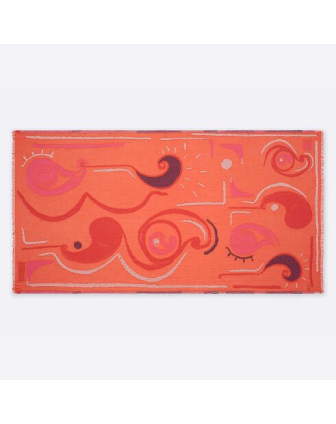 Étole 100% Coton bio Lea orange - 100x200 cm