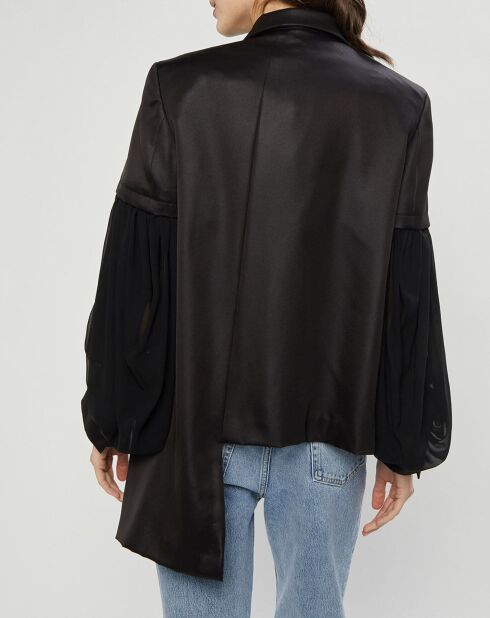 Veste satinée bimatière noire