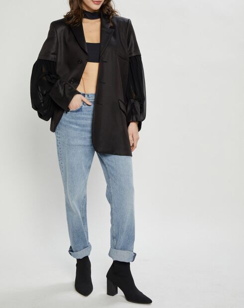 Veste satinée bimatière noire