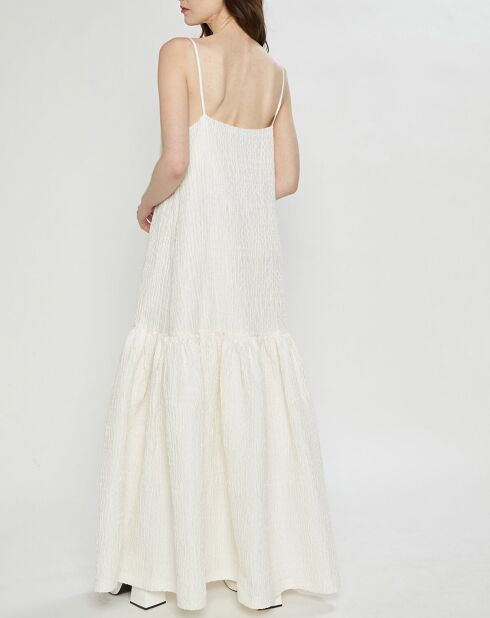 Robe Thin Strap Tiered blanche