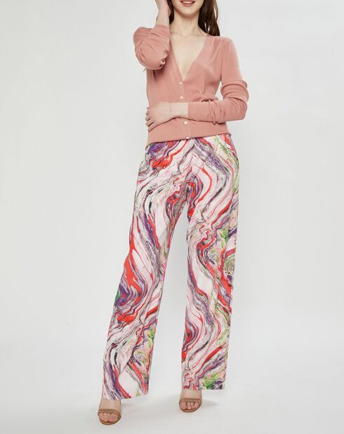 Cardigan 100% Soie Ribbed vieux rose