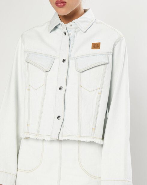 Veste en jean Cropped bleu blanchis