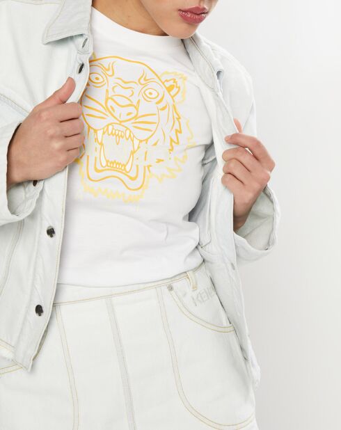 Veste en jean Cropped bleu blanchis